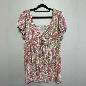 Floral Women's Dress with Pink and Green Accents Size 1x Plus Size